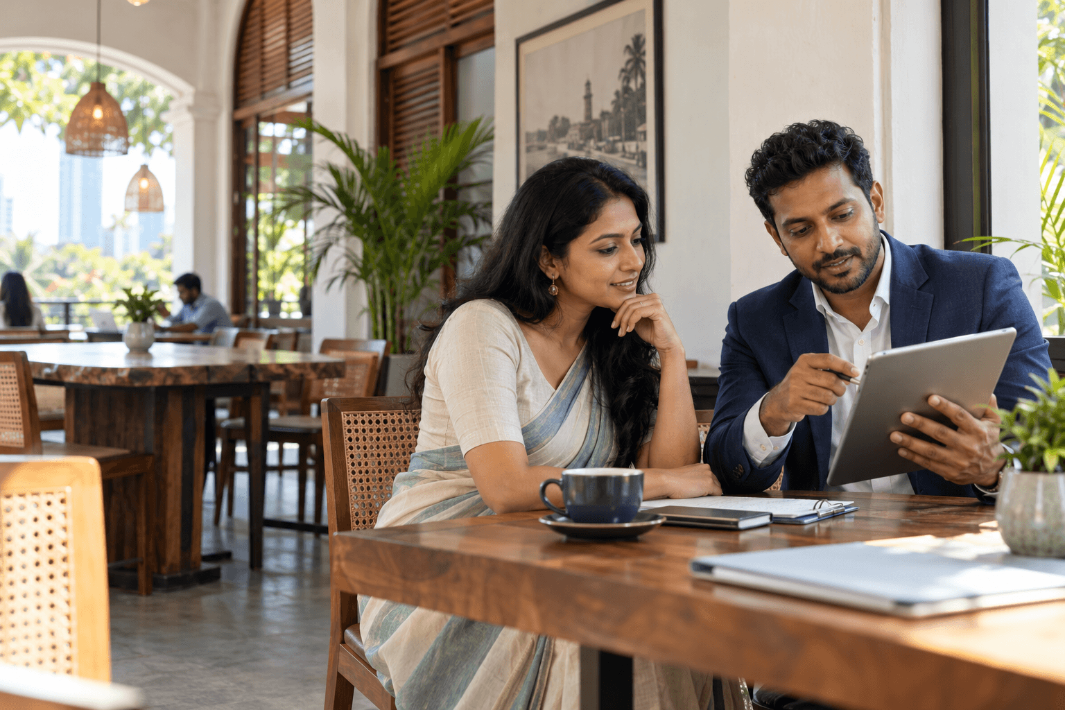 Sri Lankan professionals collaborating on digital public image